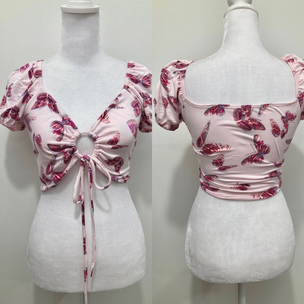 Butterfly top crop adjustable center crop summer spring - Picture 1 of 3